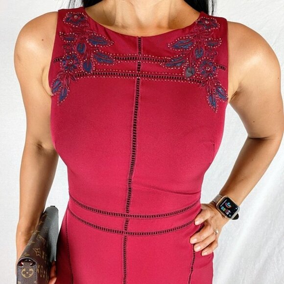 Marchesa Notte Burgundy Red Vine Formal Gown $995 - Picture 3 of 13